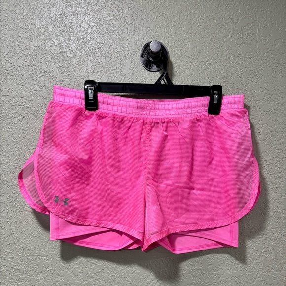 Under Armour Women's Bright Pink Running Shorts - Picture 1 of 3